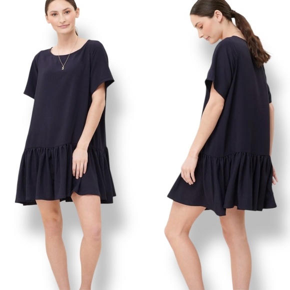 EMMA KNUDSEN ‘The Lauren’ Dress Short Sleeve Keyhole Opening Tier Skirt Oversize - Picture 1 of 9
